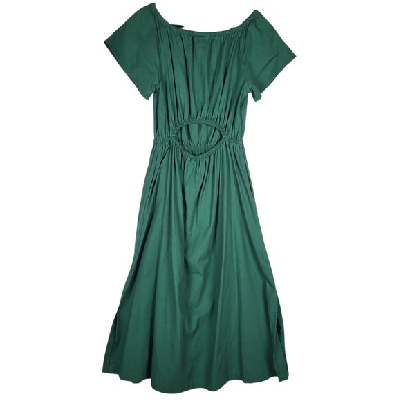 Universal Thread Cotton Midi Dress Women's Medium Green Slit Sides Open Back NWT - Picture 3 of 10